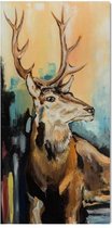 Schilderij Hert op wacht (print op canvas) 4 maten (wanddecoratie)