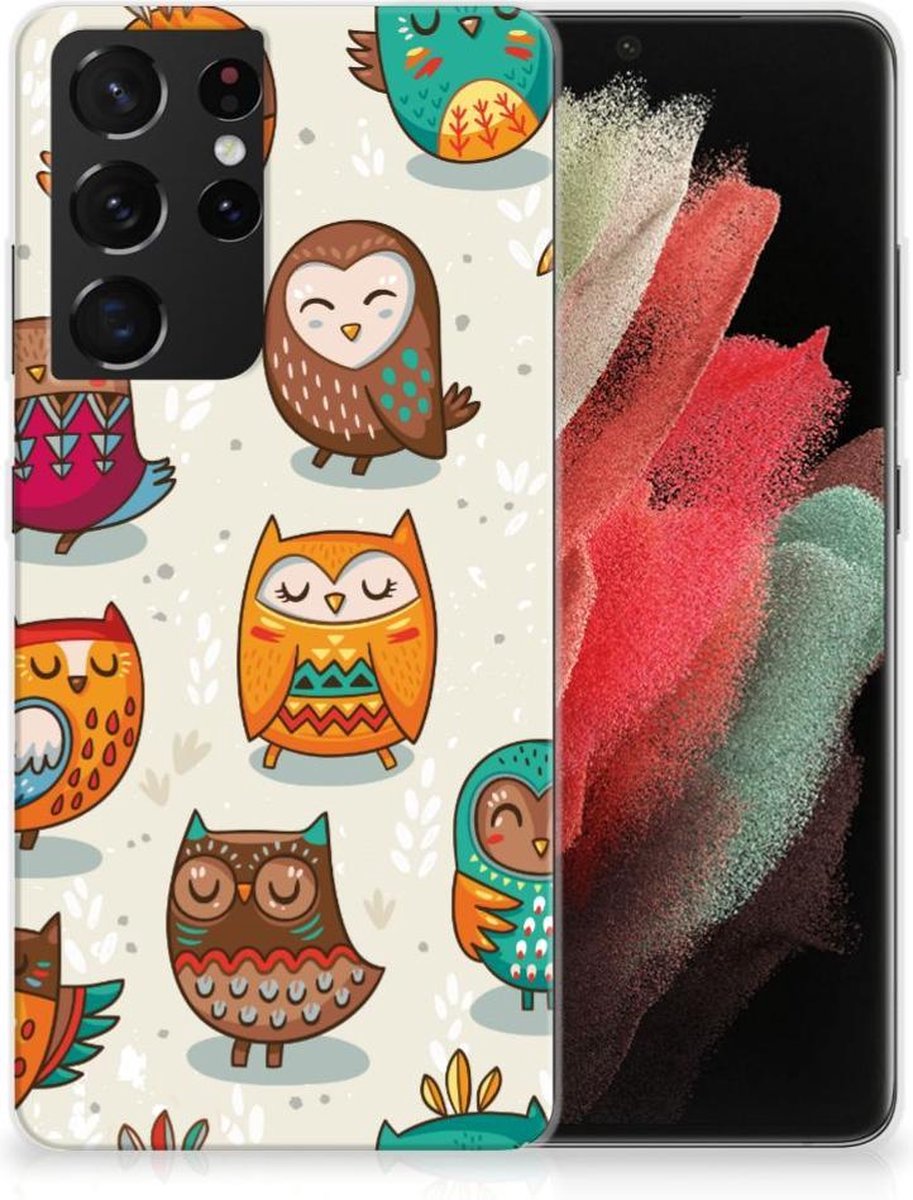 Samsung Galaxy S21 Ultra TPU Hoesje Vrolijke Uilen