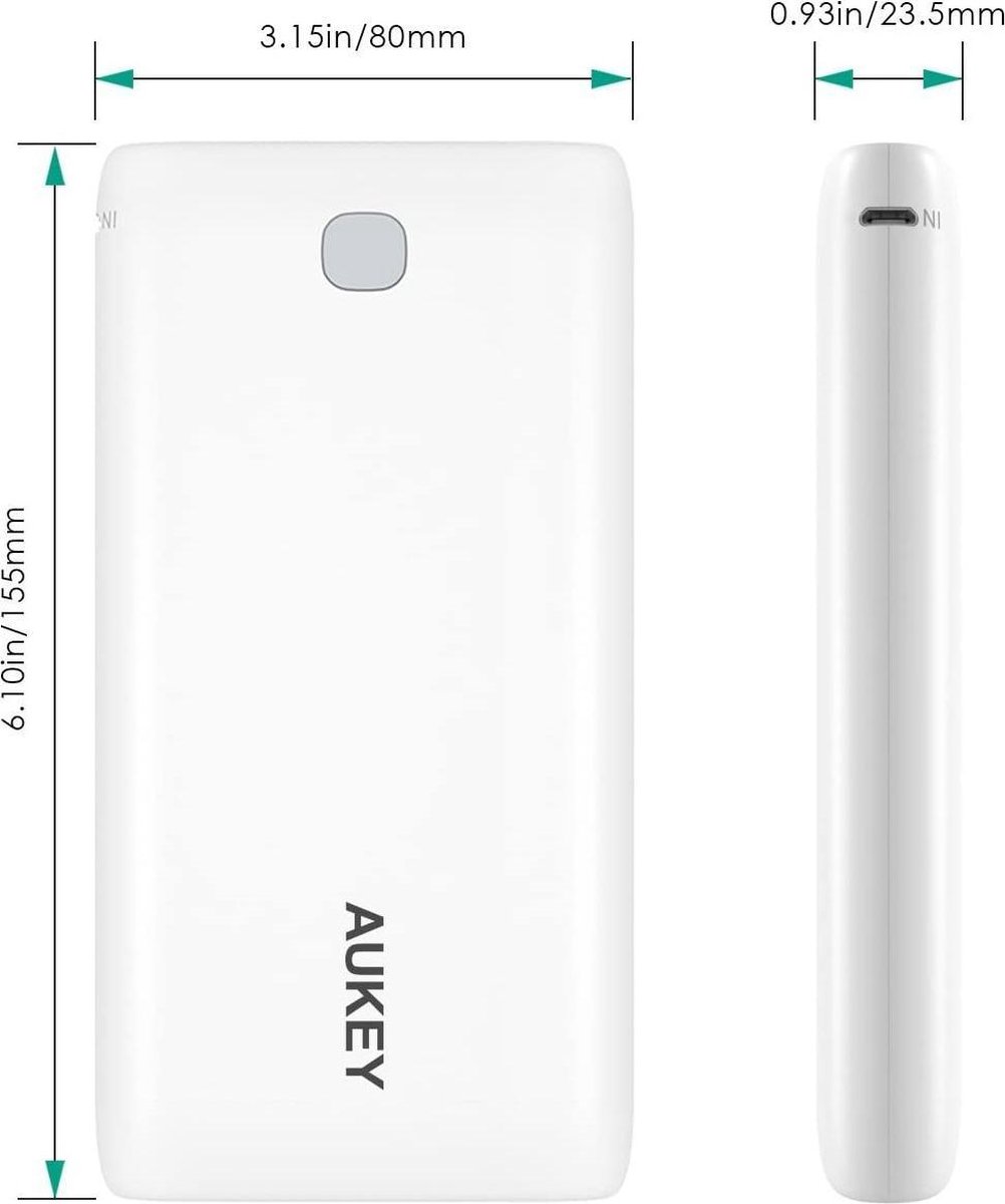 AUKEY power bank 20000 mAh, chargeur portable avec 2 sorties, batterie  externe de... | bol.com