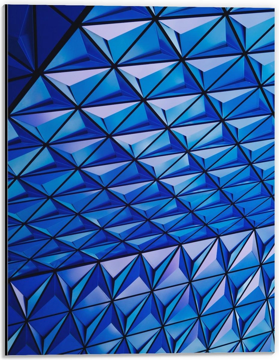 Dibond - Blauw Patroongebouw - 30x40cm Foto op Aluminium (Met Ophangsysteem)