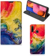 Stand Case Samsung Galaxy A20s Smart Cover Watercolor Dark