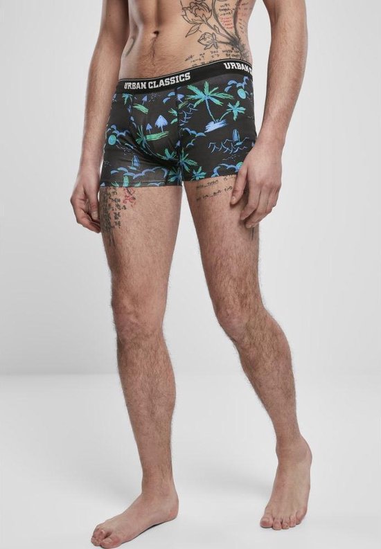 Urban Classics Boxershorts 3-pack onderbroeken - island groen + limoen + grijs, maat L