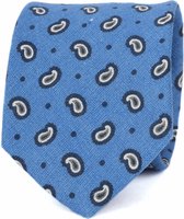 Stropdas Linnen Paisley Blauw - Maat - Heren