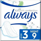 Always Maandverband Bio Cotton Protection Ultra Night met Vleugels 9 stuks