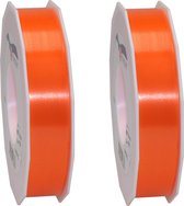 2x XL Hobby/decoratie oranje satijnen sierlinten 2,5 cm/25 mm x 91 meter- Luxe kwaliteit - Cadeaulint satijnlint/ribbon