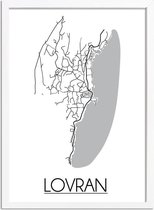 Lovran Kroatië Plattegrond poster A4 + fotolijst wit (21x29,7cm) - DesignClaud