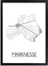 Marknesse Plattegrond poster A3 + Fotolijst zwart (29,7x42cm) - DesignClaud