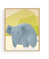 Poster Safari Dikke Olifant - 70x50cm - Dieren - Baby / Kinderkamer - Muurdecoratie - Postercity