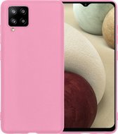 Samsung A12 Hoesje Back Cover Siliconen Case Hoes - Roze