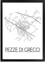 Pezze di Greco Italië Plattegrond poster A4 + fotolijst zwart (21x29,7cm) - DesignClaud