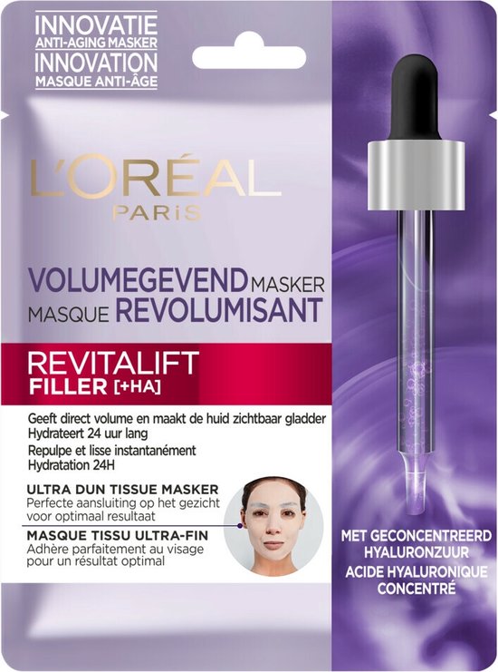 L'Oréal Paris Skin Expert Revitalift Filler Hyaluronzuur Tissue Masker - 1 Stuk