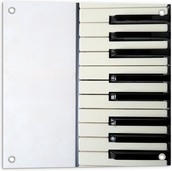 Tuinposter – Halve Piano op Witte Achtergrond - 50x50cm Foto op Tuinposter  (wanddecoratie voor buiten en binnen)