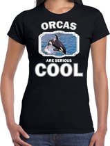 Dieren orka walvissen t-shirt zwart dames - orcas are serious cool shirt - cadeau t-shirt grote orka/ orka walvissen liefhebber XL