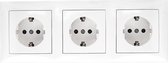 Wandcontactdoos - Aigi Cika - Inbouw - 3-voudig - Randaarde - Incl. Afdekraam - Wit - BES LED