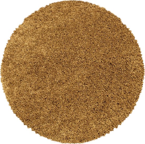 Tapijtenloods Monaco Soft Rond Shaggy Hoogpolig Vloerkleed Goud- 160 CM ROND