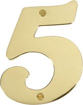 Metalen huisnummer ‘5’ hoogte 11 cm | MESSING