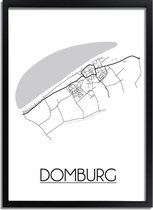 Domburg Plattegrond poster A3 + Fotolijst Zwart (29,7x42cm) - DesignClaud