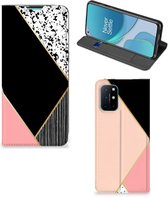 Bookcase Hoesje OnePlus 8T Smart Cover Black Pink Shapes