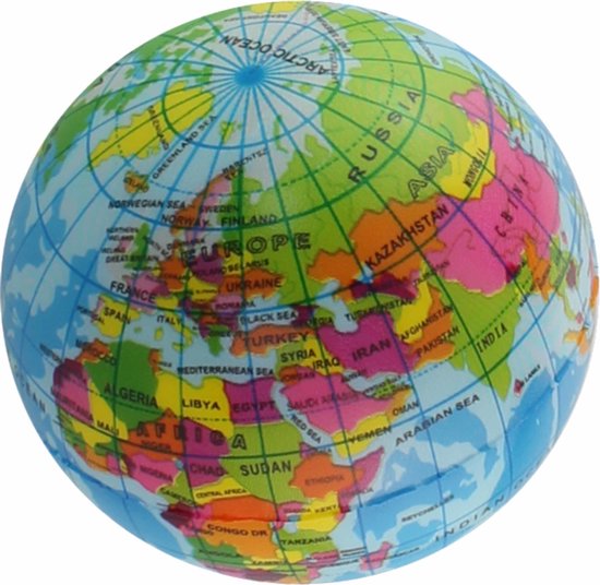 1x Balle anti-stress planète terre / globe / globe 7 cm - Boules anti-stress  - Squishy