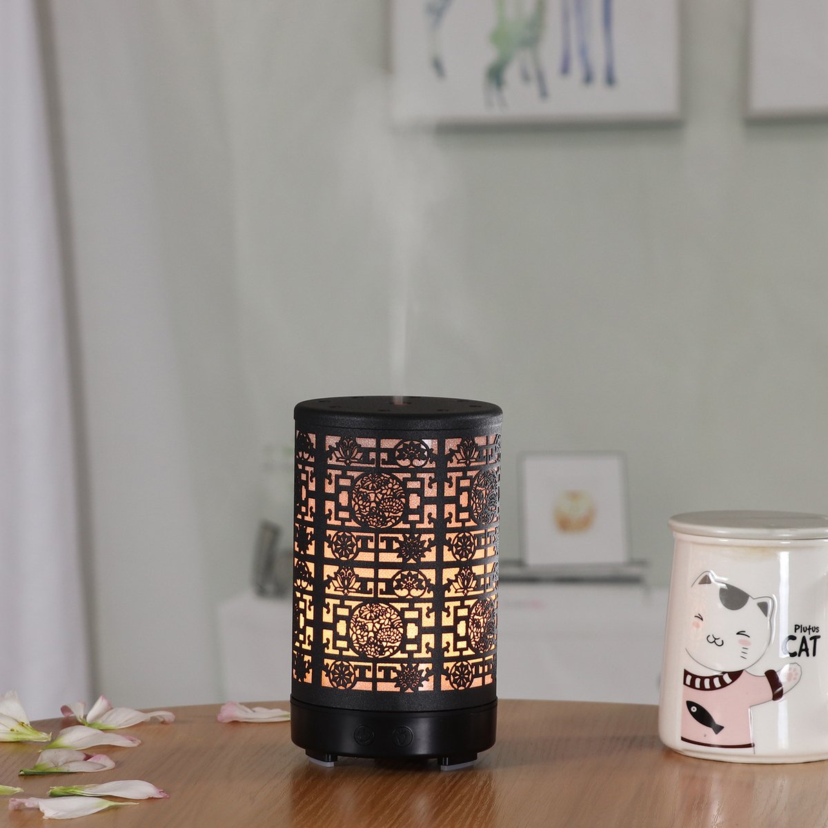 Goedkoopste Aroma Diffuser - Diffuser - aromatherapie - Verneverlaar - Lucht bevochtiger - olie verdamper - Chinees patroon zwart