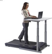 Treadmill Desk TR1200-DT7 avec bureau réglable en hauteur électroniquement. Bureau Grijs de 121,9 cm (48 ") de large et base en métal noir.