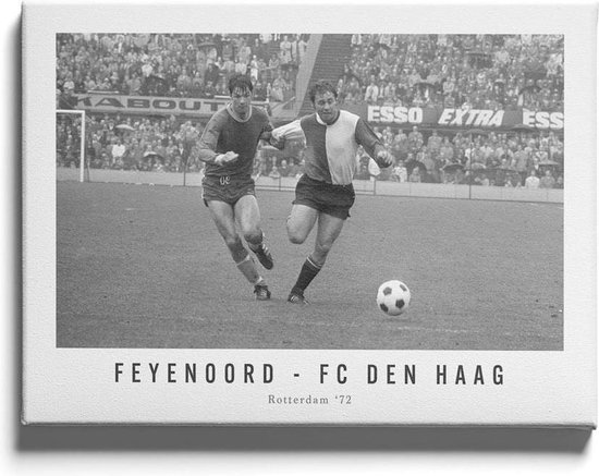 Walljar - Feyenoord - FC Den Haag 1972 - Muurdecoratie / Wanddecoratie - Acrylglas schilderij - 70 x 100 cm - Oude voetbalfoto - ADO Den Haag