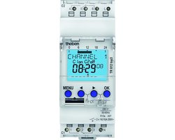 Theben 6120130 TR 612 top3 Digitale 2-kanaals timer met app-programmering, perfect voor LED's, timers, digitale schakelklok, met weekprogramma, DIN-rail, tijdschakelaar, 2 kanalen