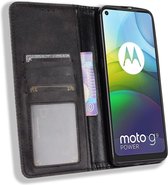 Motorola Moto G9 Power Hoesje Vintage Portemonnee Book Case Zwart