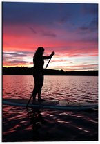 Dibond - Silhouet op het Water - 40x60cm Foto op Aluminium (Met Ophangsysteem)