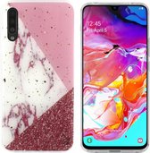 BackCover Marble hoesje met Glitter - Telefoonhoesje voor Samsung A70 - Wit