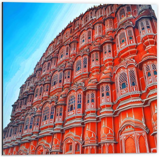 Dibond - Hawa Mahal paleis in Jaipur, India - 50x50cm Foto op Aluminium (Wanddecoratie van metaal)