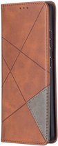 Samsung Galaxy S21 Ultra Hoesje Wallet Book Case Geometrie Coffee