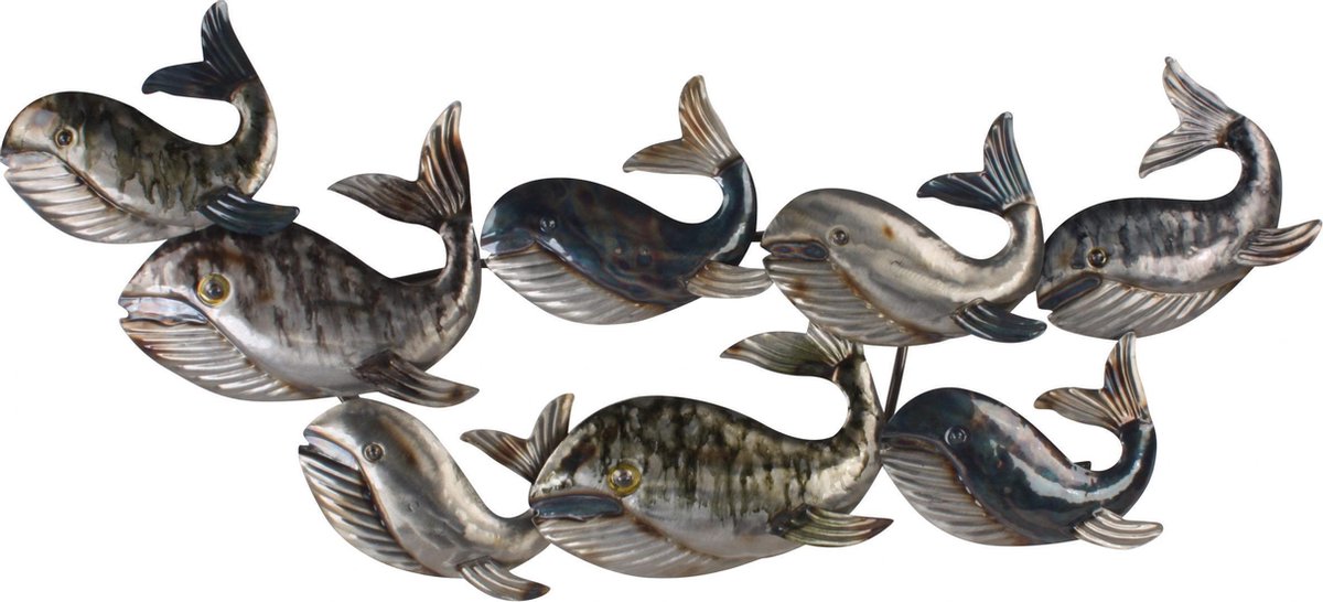 Wanddecoratie - walvis - metaal schilderij - frame art - 90 x 40 cm