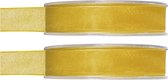 2x Hobby/decoratie gele organza sierlinten 1,5 cm/15 mm x 20 meter - Cadeaulint organzalint/ribbon - Striklint linten geel