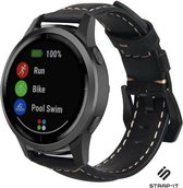 Smartwatch bandje leer - geschikt voor Garmin Vivoactive 4 45mm / Venu 2 - zwart