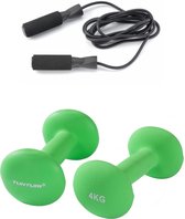 Tunturi - Fitness Set - Neopreen Dumbbellset 2 x 4 kg  - Springtouw