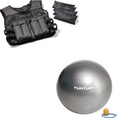 Tunturi - Fitness Set - Gewichtsvest 10 kg - Gymball Zilver 55 cm