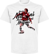 Paolo Maldini Milan Script T-Shirt - Wit - XXL