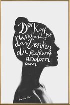 JUNIQE - Poster met kunststof lijst Denken -20x30 /Wit & Zwart