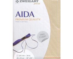 Borduurstof aida 14ct/5.4 kruisje van Zweigart kl.taupe afm. 48x53cm