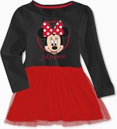 Disney Minnie Mouse jurk - lange mouw - tule - zwart/rood - maat 122/128