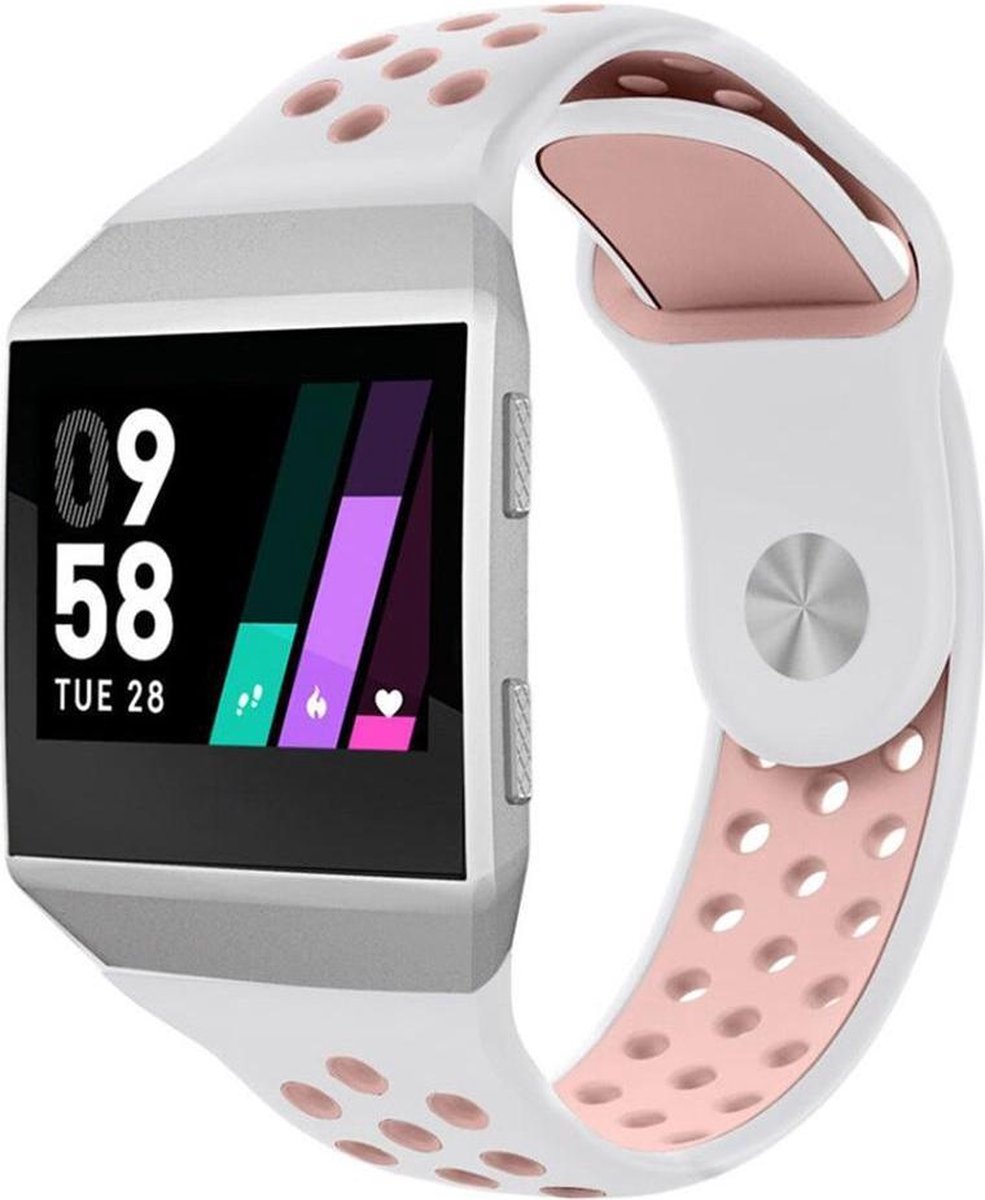 Shop4 - Fitbit Ionic Bandje - Siliconen Roze Wit