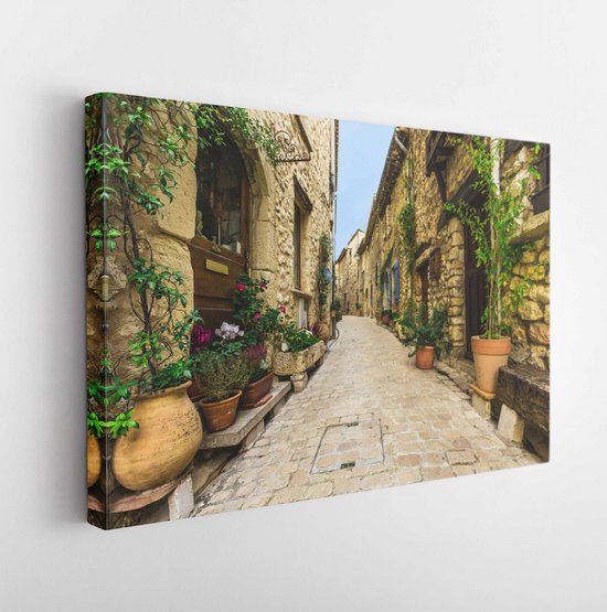 Narrow street in the old village Tourrettes-sur-Loup in France - Modern Art Canvas  - Horizontal - 233782048 - 50*40 Horizontal