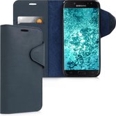 kalibri telefoonhoesje voor Samsung Galaxy J7 (2017) DUOS - Hoesje met pasjeshouder en standaard - donkerblauw - Wallet case