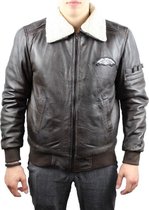 Urban 5884® - Pilot OL - Herenjas - Winterjas - Echt Lams Leer - Bruin - Afneembare Kraag - Maat 5XL