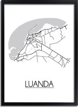 Luanda Angola Plattegrond poster A3 + Fotolijst Zwart (29,7x42cm) - DesignClaud