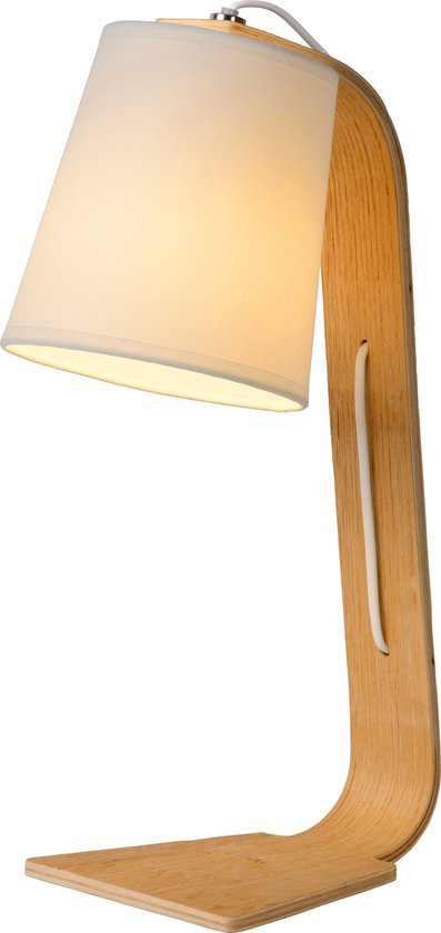 Lucide NORDIC Tafellamp E14 15.5/19/48cm Hout/Kap Wit