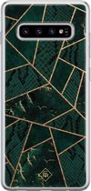 Samsung S10 hoesje siliconen - Abstract groen | Samsung Galaxy S10 case | groen | TPU backcover transparant