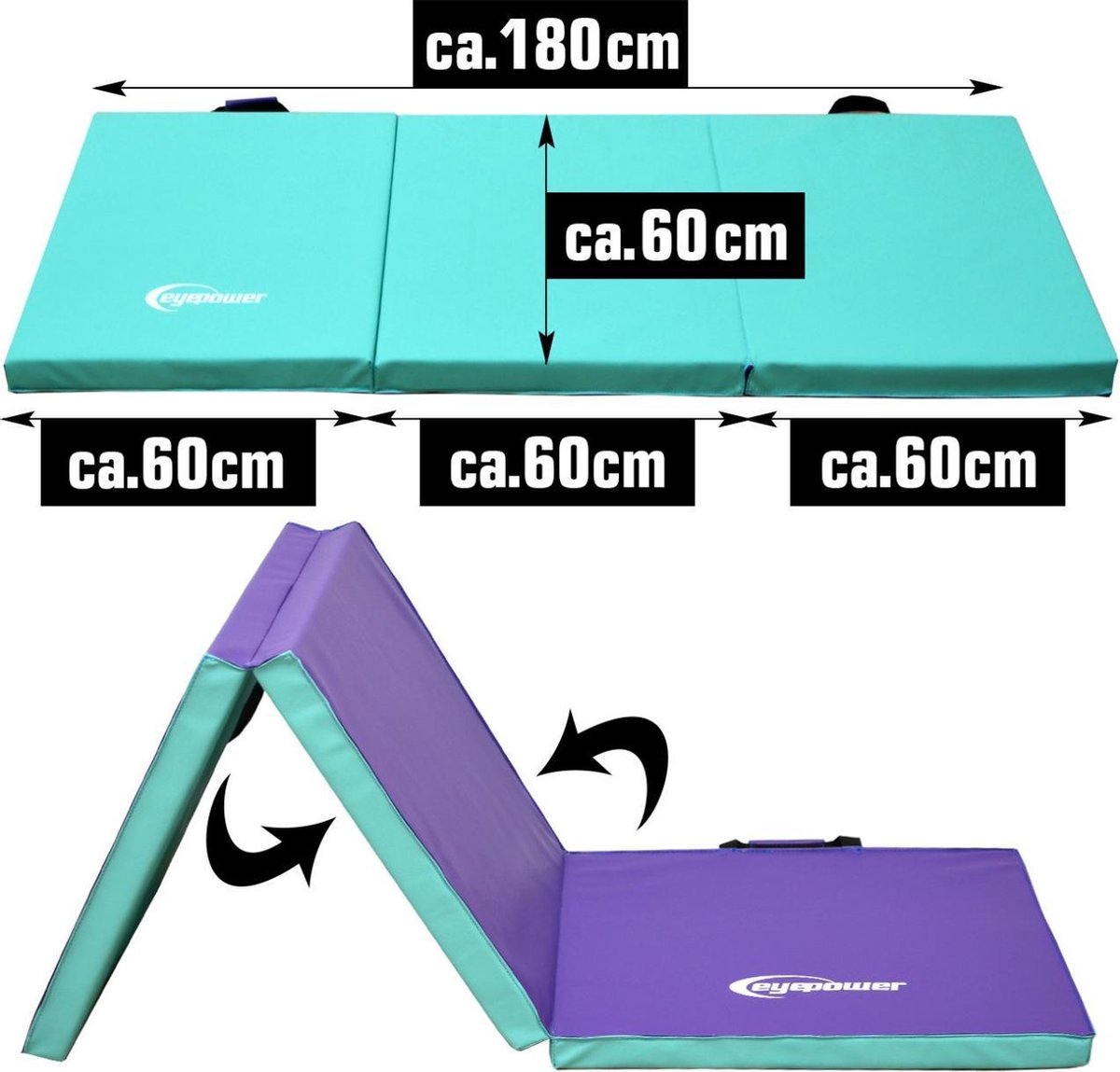 Sportmat 210 x 100 x 8 cm groen/grijs Klappbare Weichbodenmat Jeflex | JEFLEX