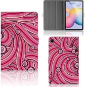 Mapje Geschikt voor Samsung Galaxy Tab S6 Lite | Tab S6 Lite 2022 Cover met Standaard Swirl Pink